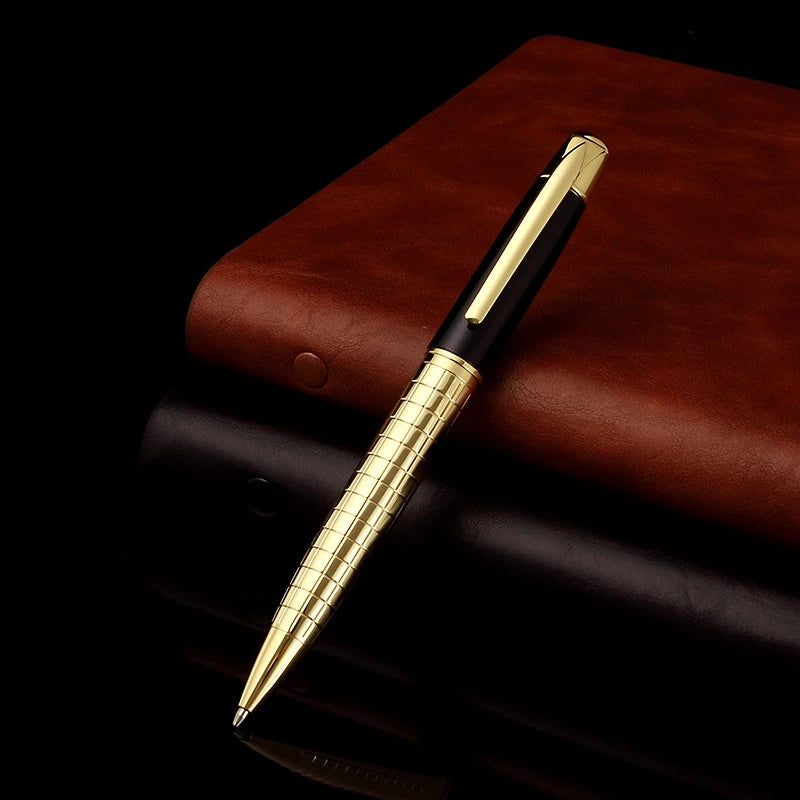 1 PC High Quality Luxury Full Metal Ballpoint Pen Silver Plating Ball Pens Business Writing Signing School Office Supplies 03733