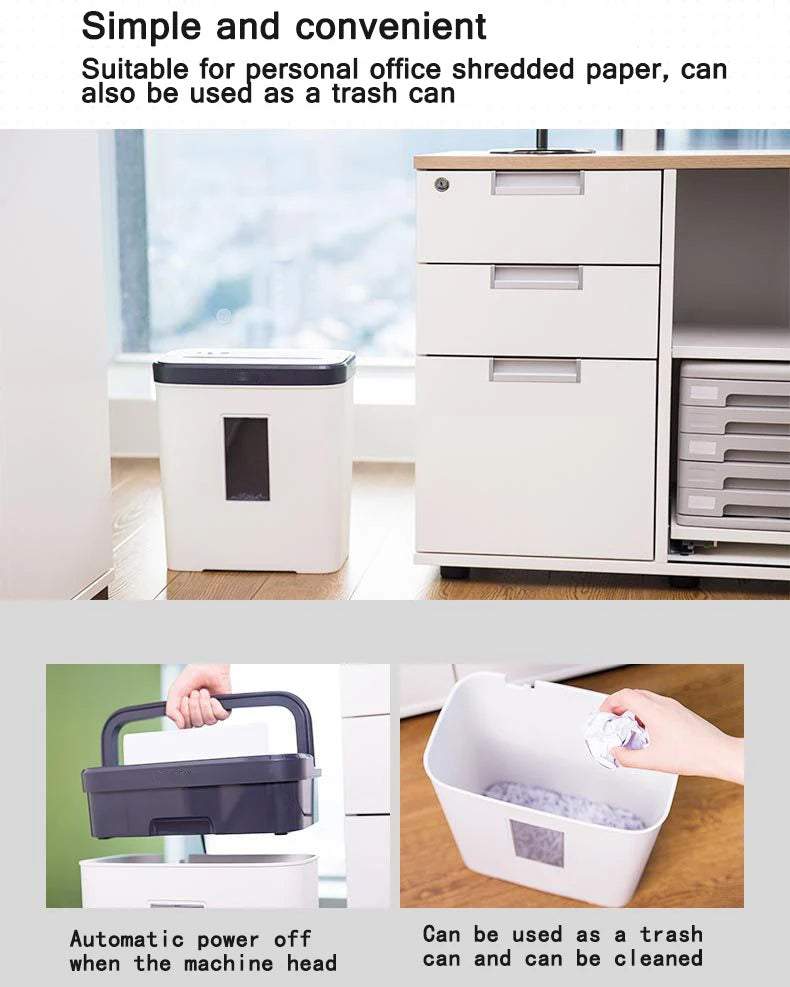 12L Level 4 Confidential Paper Shredder Mini Office Household Granular Paper Document Shredder can continuously shred 5 sheets