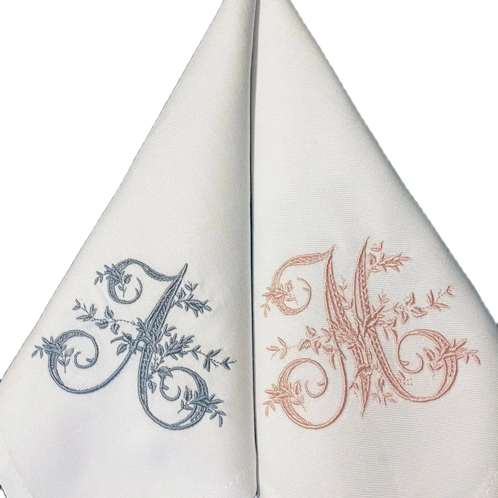 Customized Victorian Monogrammed Embroidered Dinner Napkins Placemat，Elegant Design for Wedding, Party, Gift