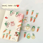 MINKYS Kawaii 10pcs/lot Strawberry Lemon Carrot Metal Paper Clip Christmas Song Decorative Bookmark Binder Clips Stationery