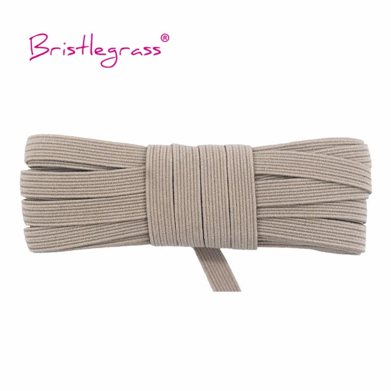 BRISTLEGRASS 2 5 10 Yard 1/4" 6mm Flat Skinny Elastic Cord Glitter Latex Rubber Band Rope Notebook Earloop Dress DIY Sewing Trim