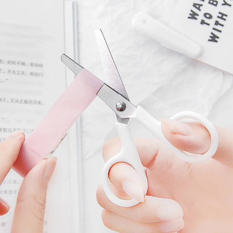 Mini White Scissor INS Style Portable Stainless Steel Blade Cutter for Paper Home Handwork Stationery Office School Gift F676