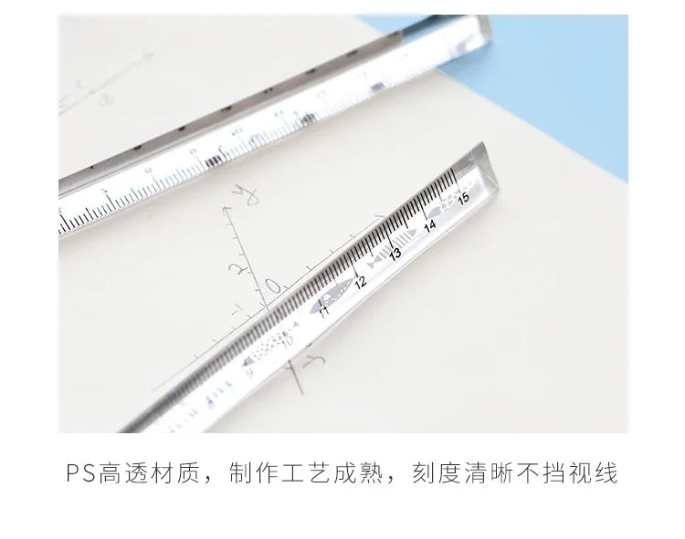Transparent Triangle Ruler 15 Cm Kawaii Accessories Stationery School Supplies Student Rulers