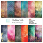 24 Sheets Brilliant Life Craft Paper Pads Cutting Dies Art Background Origami Scrapbooking Card Making
