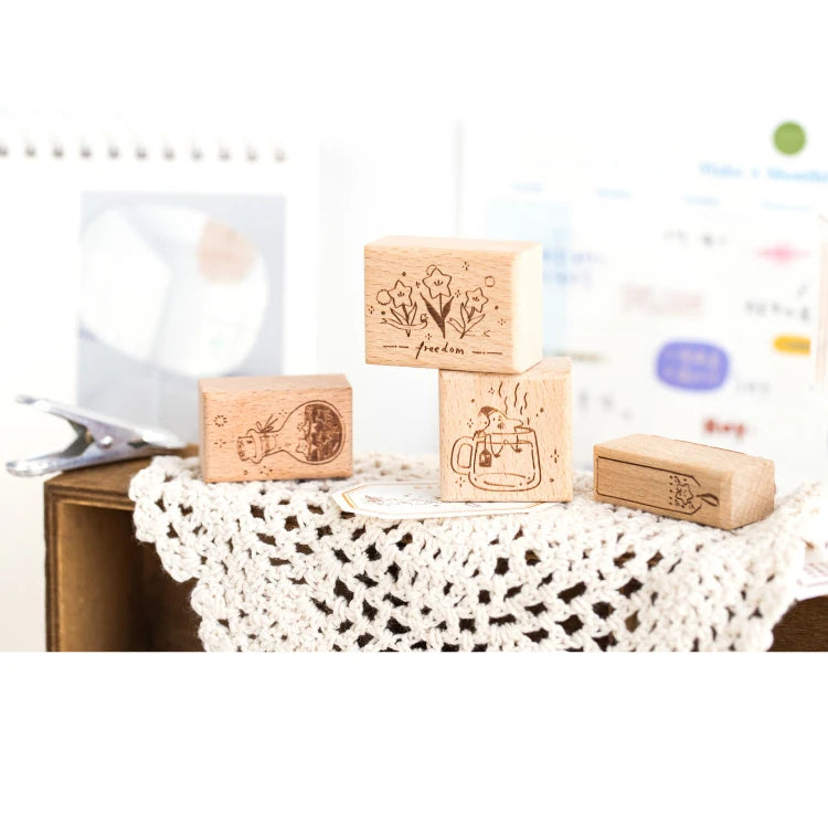 Yoofun Star River Wood Stamps Standard Rubber Kawaii Stamp Seal For DIY Scrapbooking Journal Card Making Decoroation Crafts