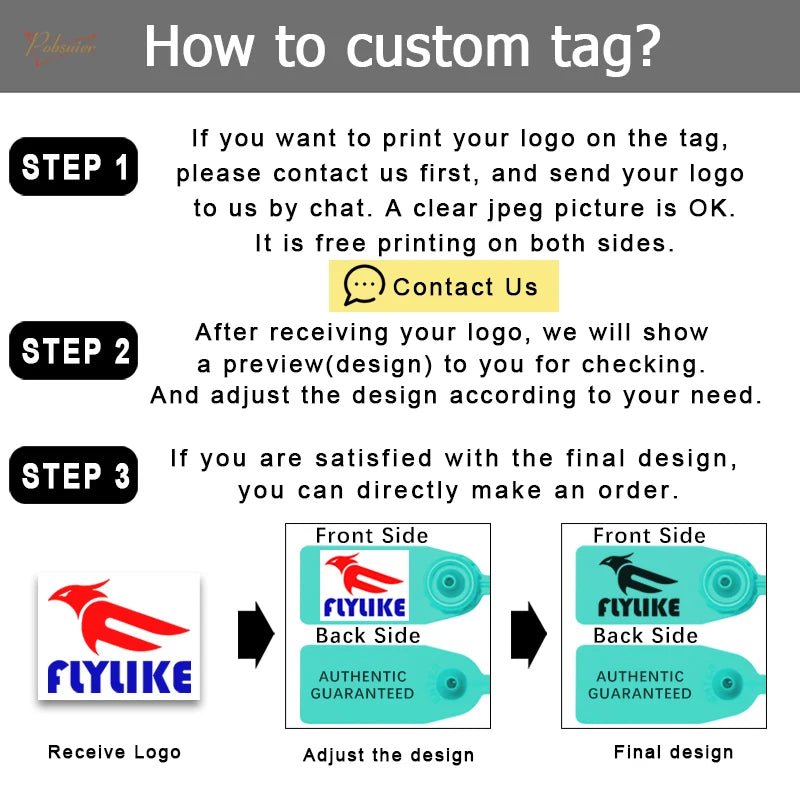 Pobsuier 100Pcs Custom Plastic Labels Clothing Brand Tag Disposable Personalized Security Hang Tags for Clothes Shoes 180mm/7.1"