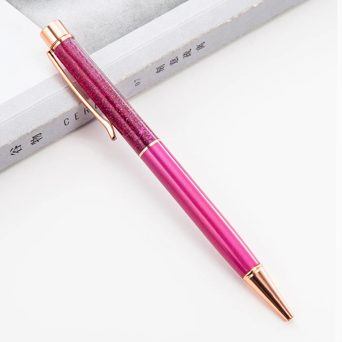 Lytwtw's Ballpoint Pen Oil Metal Office School Supplies Stationery Spinning Rose Gold Gift Cute Clip Glitter