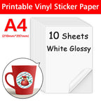 10Sheets Transparent Printable Vinyl Sticker Paper Waterproof A4 Self-Adhesive Copy Paper For Inkjet Printer to DIY Labels Craft