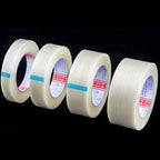 25m/50m Strong Glass Fiber Tape Transparent Striped Single Side No Trace Adhesive Tape Industrial Strapping Packaging Fixed Seal