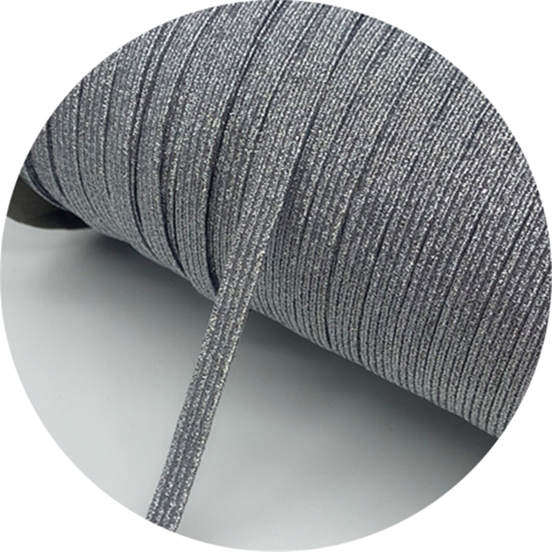5yards/Lot 6mm Glitter Elastic Ribbon Sewing Elastic Band Fiat Rubber Band For Waist Band Stretch Rope DIY Mask Lanyard