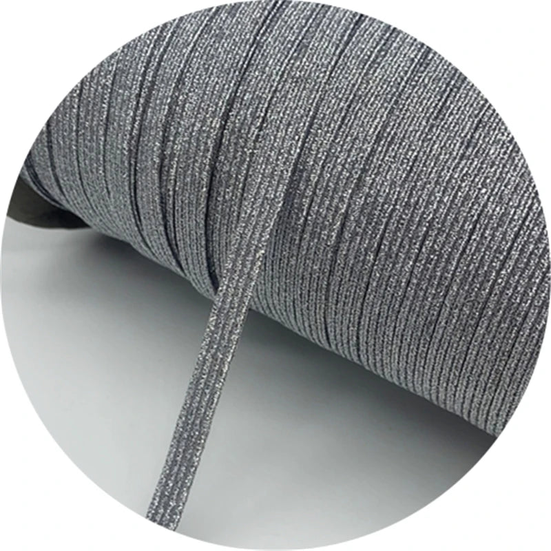 5yards/Lot 6mm Glitter Elastic Ribbon Sewing Elastic Band Fiat Rubber Band For Waist Band Stretch Rope DIY Mask Lanyard