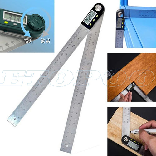 0-200/300mm Digital Angle Finder Meter 0-360 Degree Stainless Steel LCD Protractor Goniometer Ruler