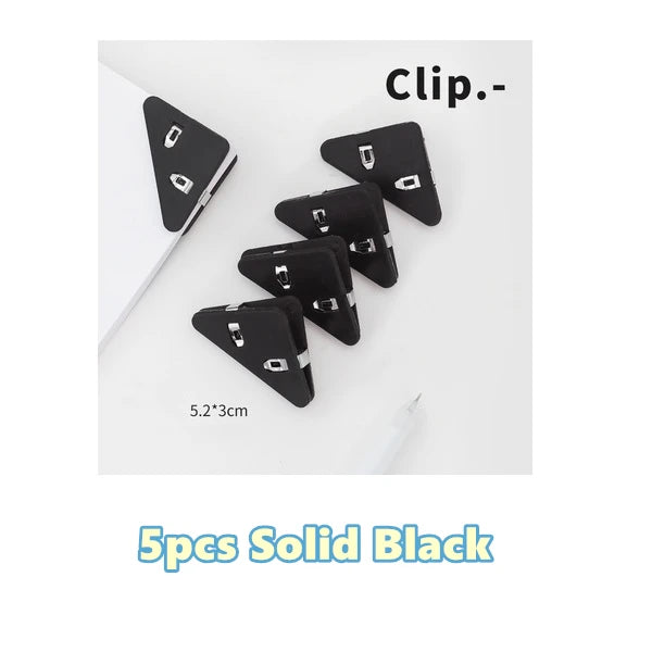 5pcs Mini Color Corner Clips Set Transparent & Solid Colorful Page Holder Paper Clip Clamp File Index Photo Office School A6692