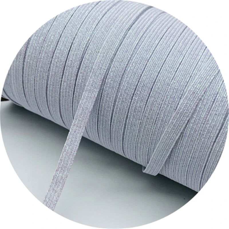 5yards/Lot 6mm Glitter Elastic Ribbon Sewing Elastic Band Fiat Rubber Band For Waist Band Stretch Rope DIY Mask Lanyard