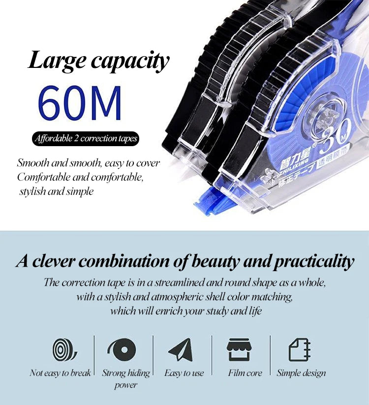 Correction Tape 12m/30m/60m Large-capacity Multi-specification Correct Belt Diary Scrapbooking Student School Office Supplies