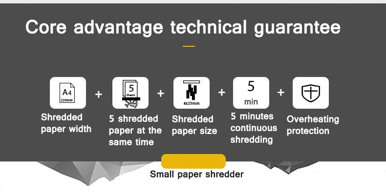 12L Level 4 Confidential Paper Shredder Mini Office Household Granular Paper Document Shredder can continuously shred 5 sheets