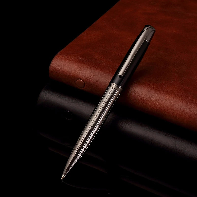 1 PC High Quality Luxury Full Metal Ballpoint Pen Silver Plating Ball Pens Business Writing Signing School Office Supplies 03733