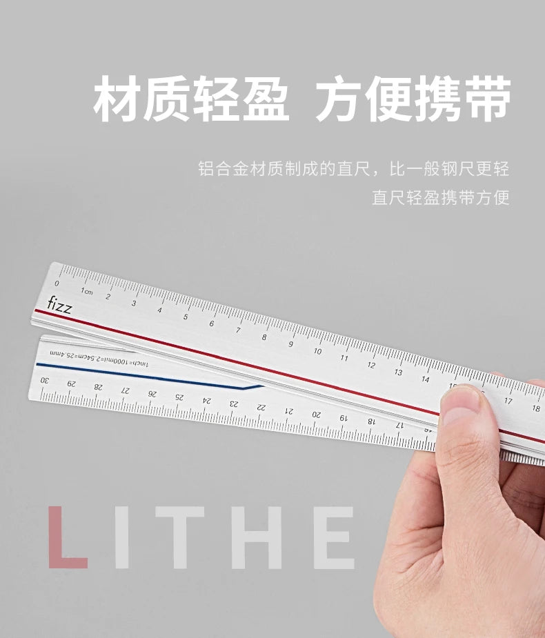 Youpin 4 in 1 Fizz Metal Ruler Stationery Set Aluminum Alloy Multifunctional Combination Ruler Ruler Triangle Protractor Drawing