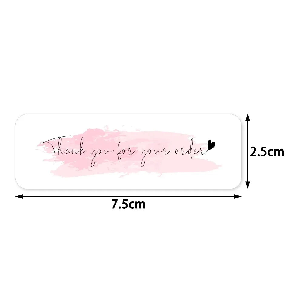 120Pcs/roll Thank You For Your Order Stickers Pink Labels For Envelope Sealing For Small Business Decor Sticker Stationery