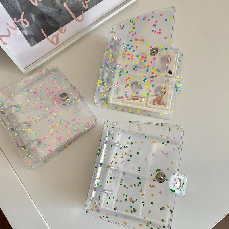 MINKYS New Arrival Kawaii Bling Star 1/2/3 inch Kpop Photocards Collect Book 3 Rings Binder Cards Organizer Book Stationery