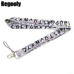 Letters Anime Lanyard Badge Holder ID Card Lanyards Mobile Phone Rope Key Lanyard Neck Straps Keychain Key Ring