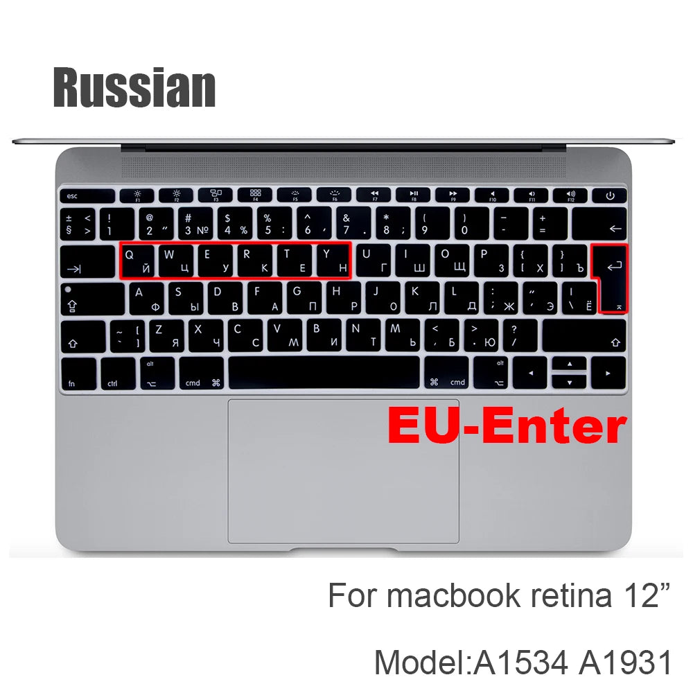 Russian Silicone Keyboard Cover Protector for Macbook Air13/12/15/16Pro Touchbar A2992/A3113/A2941/A1990/A3114/A2289A2337/A2141