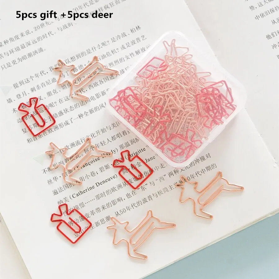 MINKYS Kawaii 10pcs/lot Strawberry Lemon Carrot Metal Paper Clip Christmas Song Decorative Bookmark Binder Clips Stationery