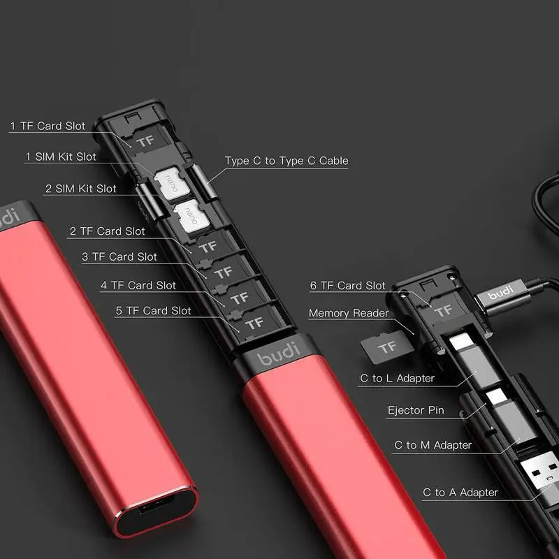 BUDI Multi-function Smart Adapter Card Storage Data Cable USB Box Universal Card Reader for iphone USB Hub for Computer