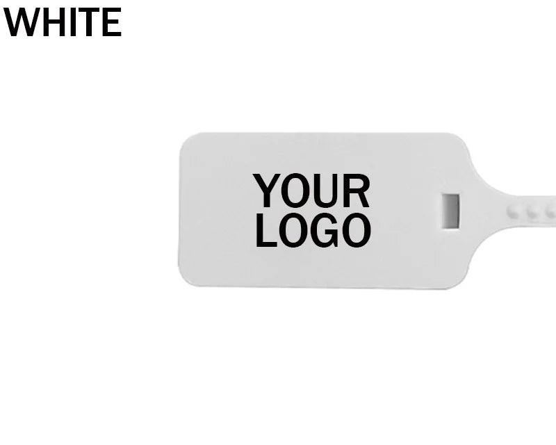 100Pcs Custom Logo Plastic Security Seals Zip Tie Hang Tags Personalized Brand Labels for Garment Sneaker Shoes 300mm 11.8"