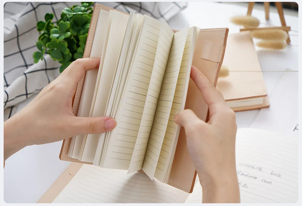 100% Genuine Leather Cover A5A6B6 Sketchbook Planner with Grid Blank Insert Retro Notebooks and Journals Diary Cover Stationery
