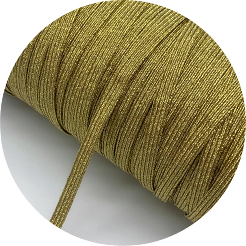 5yards/Lot 6mm Glitter Elastic Ribbon Sewing Elastic Band Fiat Rubber Band For Waist Band Stretch Rope DIY Mask Lanyard