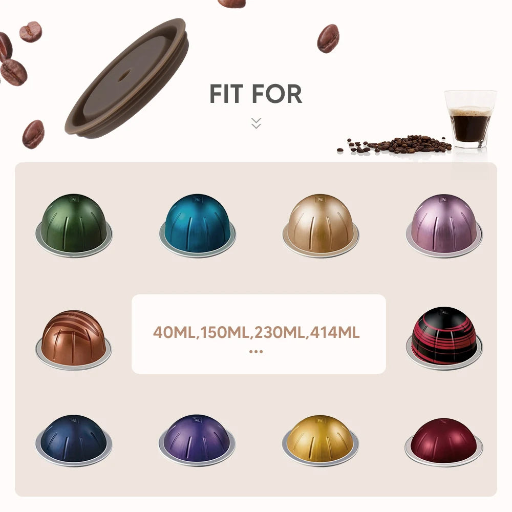 Food Grade Silicone Reusable LId/ Cover for Veruto Coffee Capsule for Vertuoline Machine Fit for 40ml, 150ml.  230ml Original