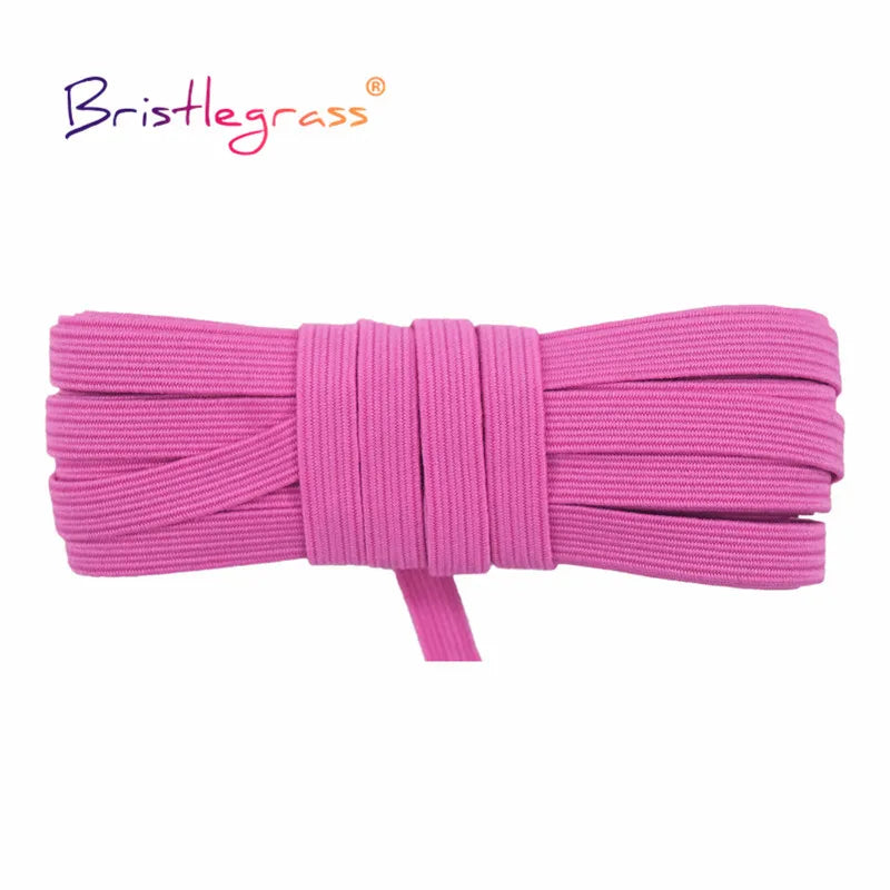 BRISTLEGRASS 2 5 10 Yard Flat Skinny Elastic Cord 1/4" 6mm Latex Rubber Bands Stretch String Notebook Ear Loop Dress Sewing Trim