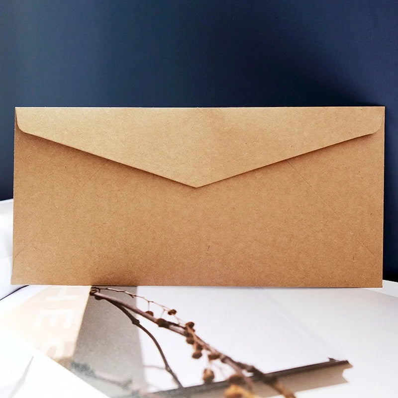 10Pcs Vintage Kraft Paper Envelopes Blank A4 triangle cowhide Handmade black Set Writing Christmas Invitations 22*11CM