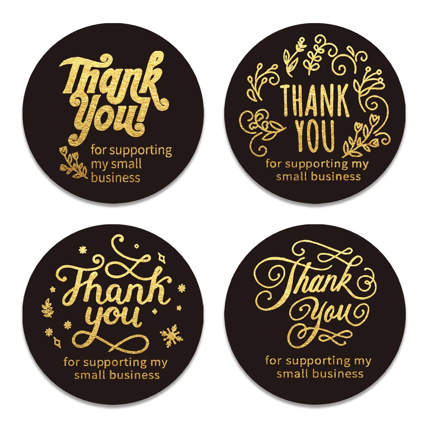 100-500pcs Laser Thank You Stickers for Small Business Holographic Silver Adhesive Labels for Bags Boxes Envelope Mail GIft
