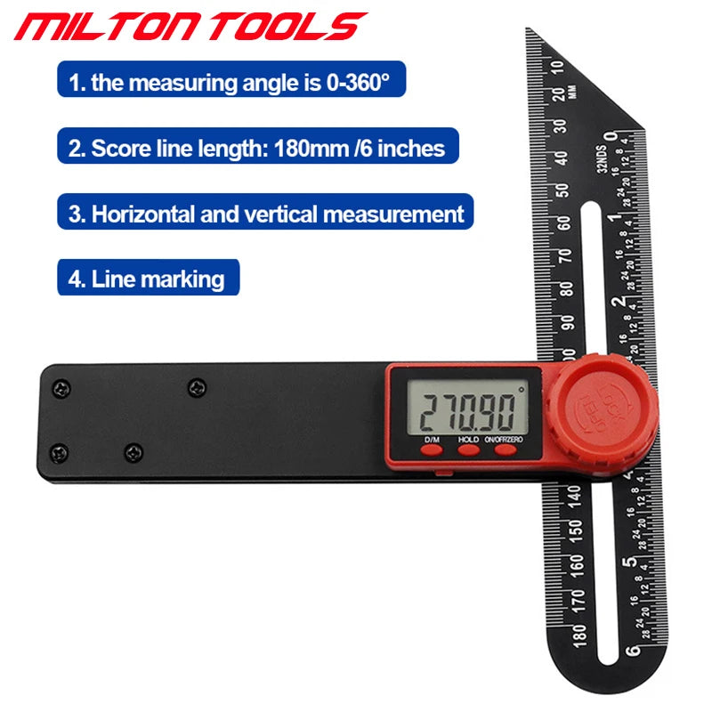 Digital Angle Rulers Gauges Tri Square Sliding T-Bevel Square Level Measuring Tool Wooden Marking Gauge Protractor