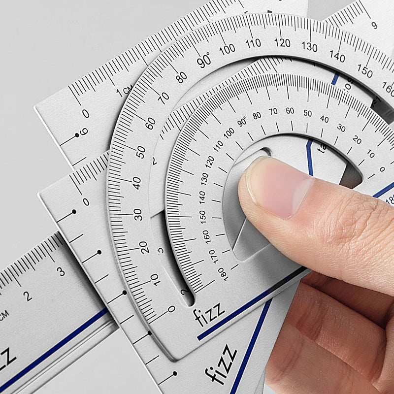 Youpin 4 in 1 Fizz Metal Ruler Stationery Set Aluminum Alloy Multifunctional Combination Ruler Ruler Triangle Protractor Drawing