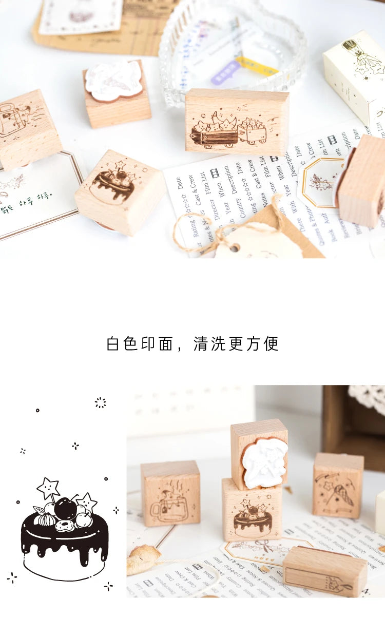 Yoofun Star River Wood Stamps Standard Rubber Kawaii Stamp Seal For DIY Scrapbooking Journal Card Making Decoroation Crafts