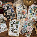 Yoofun 46pcs/pack Vintage Stickers Postage Stamp Sticker Retro Museum Flower Plants Castle Label for Scrapbooking Journal DIY