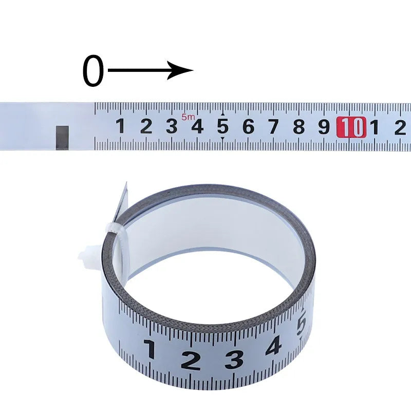 1-5M Miter Track Tape Measure W19mm Steel Self Adhesive Scale Ruler for T-track Router Table Woodworking Workbench Measuring