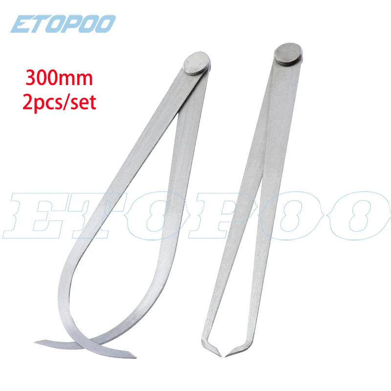 2pcs Calipers 150-450mm Metal Caliper Firm Joint Inside and Outside Caliper Steel Machinist Carving Measurement Tool