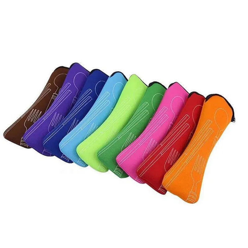 Portable Tableware bag cutlery bag Dinner Set Travel packaging storage box Dinnerware picnic fork spoon bag Organize with Zipper