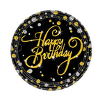 Gold Black Party Happy Birthday Banner Disposable Tableware Pink Paper Cups Plate Napkins For Kids Birthday Party Decor Supplies