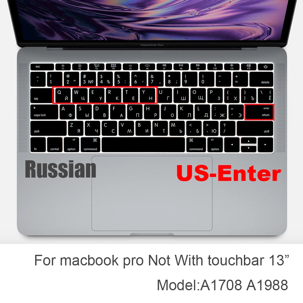 Russian Silicone Keyboard Cover Protector for Macbook Air13/12/15/16Pro Touchbar A2992/A3113/A2941/A1990/A3114/A2289A2337/A2141