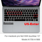 Russian Silicone Keyboard Cover Protector for Macbook Air13/12/15/16Pro Touchbar A2992/A3113/A2941/A1990/A3114/A2289A2337/A2141