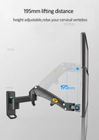 NB F150 F15T 3-12kg 100x100 Gas Spring Dual Arm Laptop Wall Mounted Bracket 13'-27' Notebook Holder Stand Aluminum Retractable