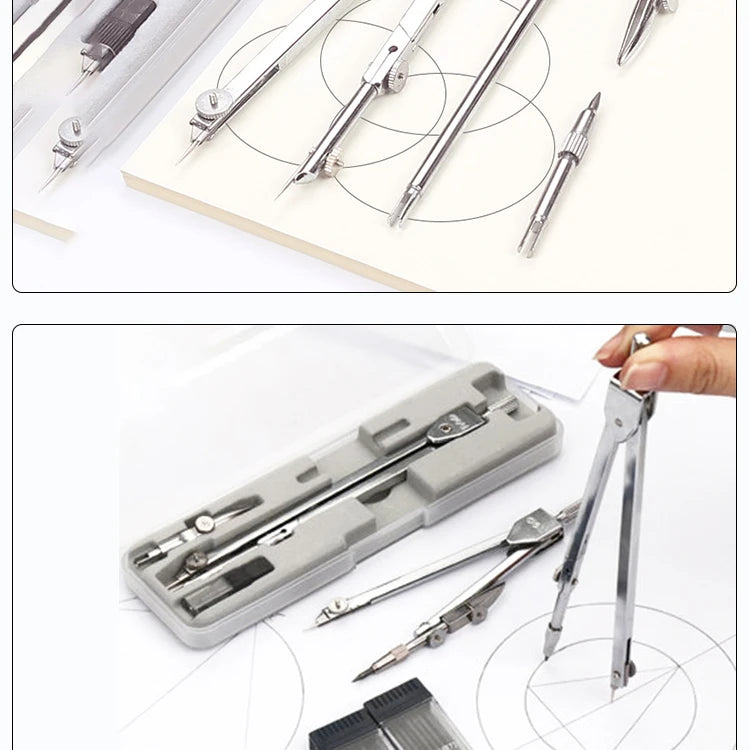 Stainless Steel Multifunctional Drafting Drawing Compass/Lead Core Math Geometry Circles Tool Durable Supplies 8600/8601