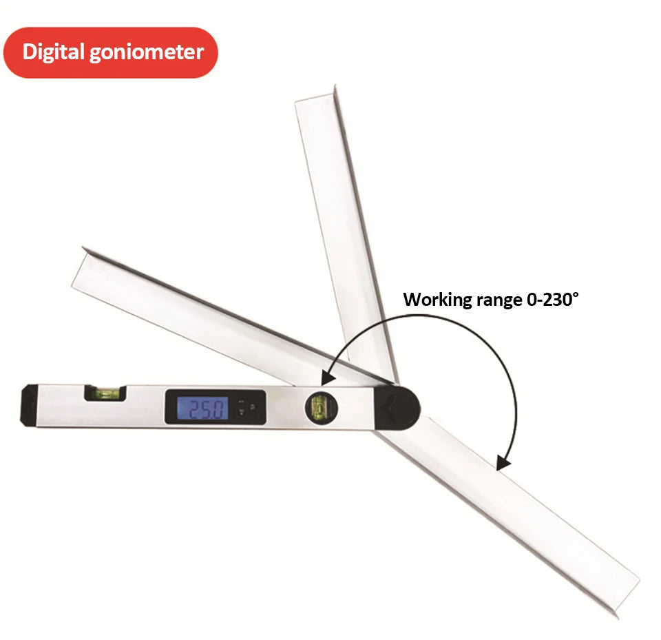 0-230 Degree Digital Protractor 400mm 16inch Range Finder Digital Angle Finder Level Digital Spirit Level Angle Finder Meter