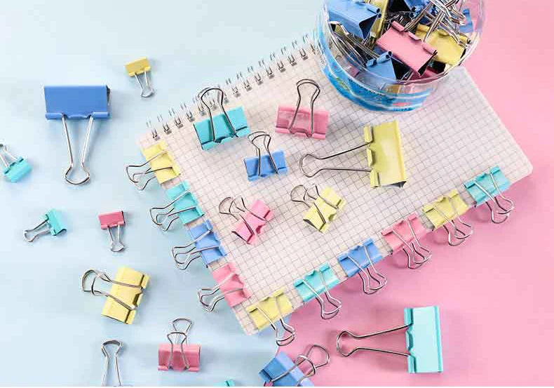 80Pcs/lot Color Binder Clips Set Mint Green Pink blue Multi Paper Clips Kawaii Stationery Office Accessories School Supplies