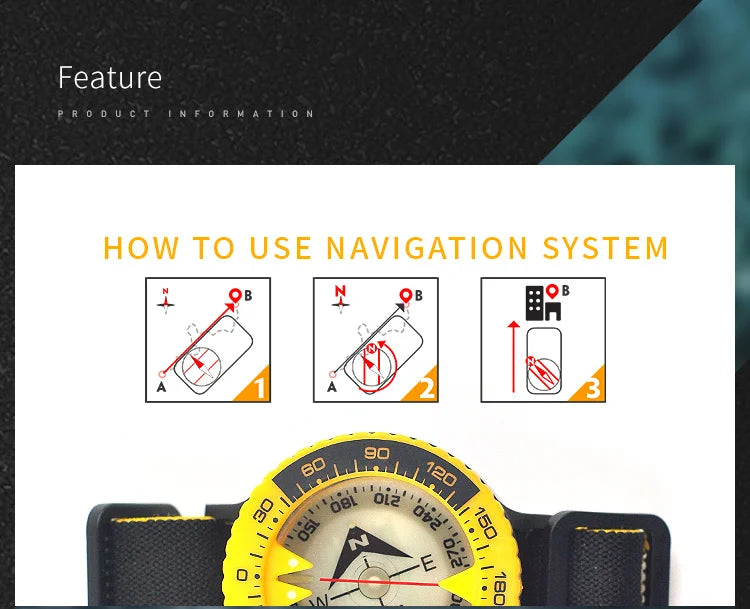 KANPAS 6BAR Scuba Diving Compass / Dive Compass / Compass Sea Navigation / Blue Compass Glow / Diving Luminous Signal